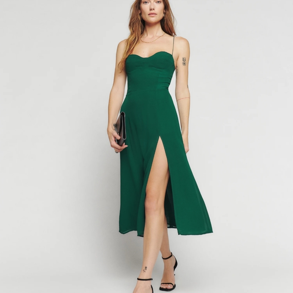 Reformation Emerald Green Juliette Dress NTW